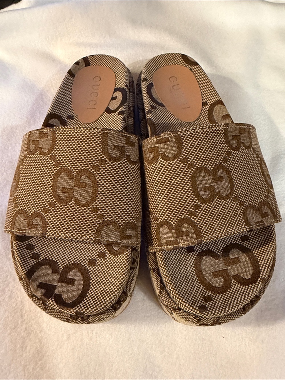 Gucci Beige and Brown GG Canvas Slide Mules 8.5 39 - Picture 2 of 7